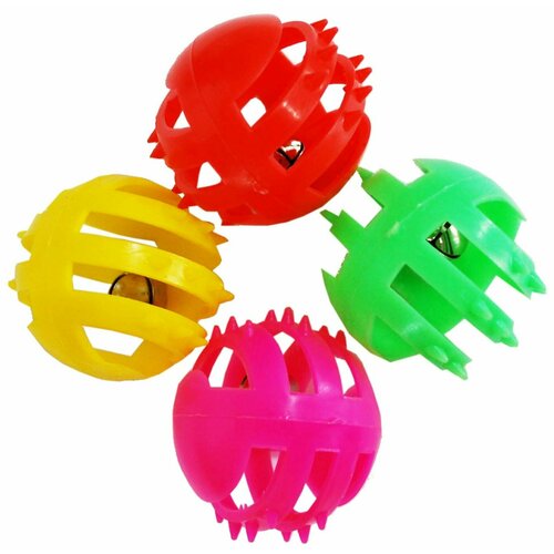 Игрушка для кошек УЮТ Мяч Решетчатый с шипами, с погремушкой (4 см/туба 25 шт)