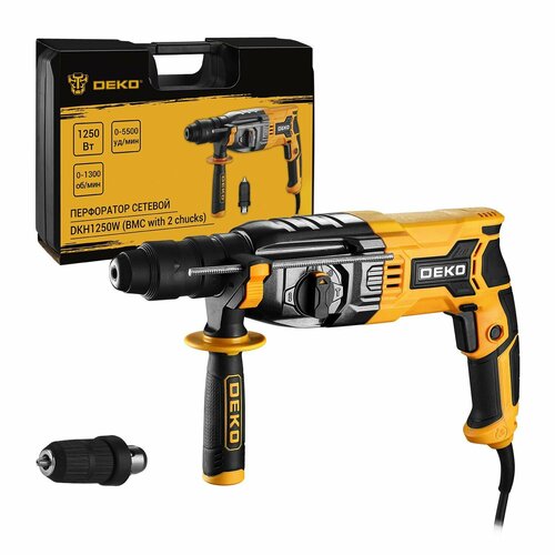 Перфоратор Deko DKH1250W в кейсе с дополнительным патроном 1250 Вт 063-4366 7516₽