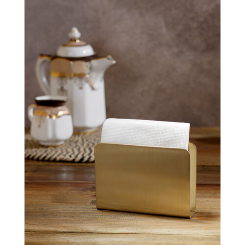 Салфетница латунная золотая кухонная металлическая Подставка для салфеток на стол