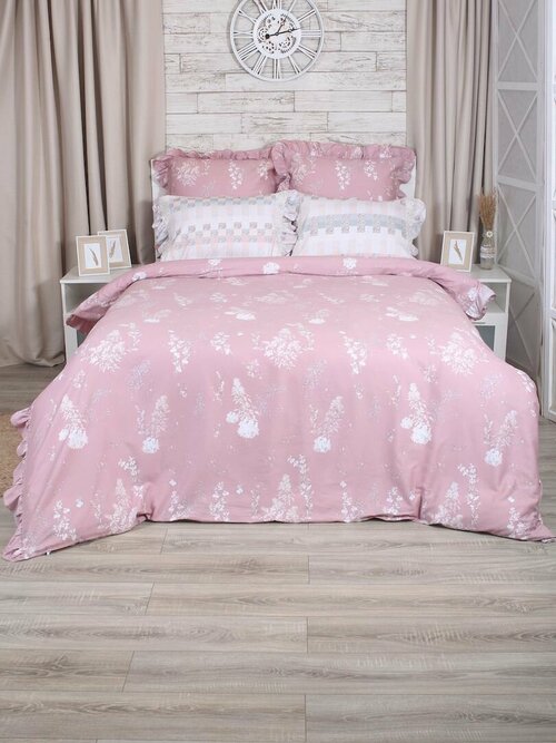 Комплект постельного белья 2 спальное Mona Liza Provence 2023 наволочки 70х70 и 50х70 сатин розовый