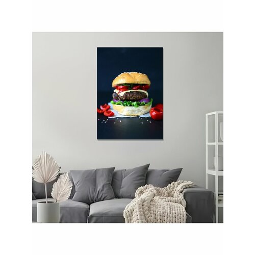 Картина на холсте с подрамником Острый бургер 20х30