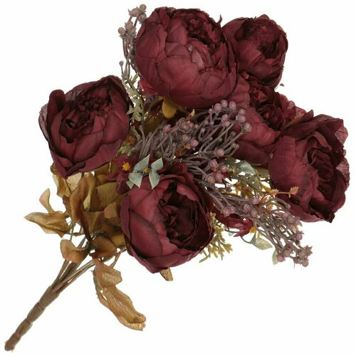 Цветок искусственный декоративный Букет роз, 47 см, бордовый, Y3-1520. 318710