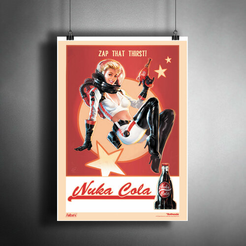 фото Постер плакат для интерьера "компьютерная игра fallout 4: nuka-world. фоллаут 4: нука кола" / a3 (297 x 420 мм) артпостер