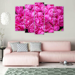 Модульная картина/Модульная картина на холсте/Модульная картина в подарок/ pink peonies- розовые пионы 150х100