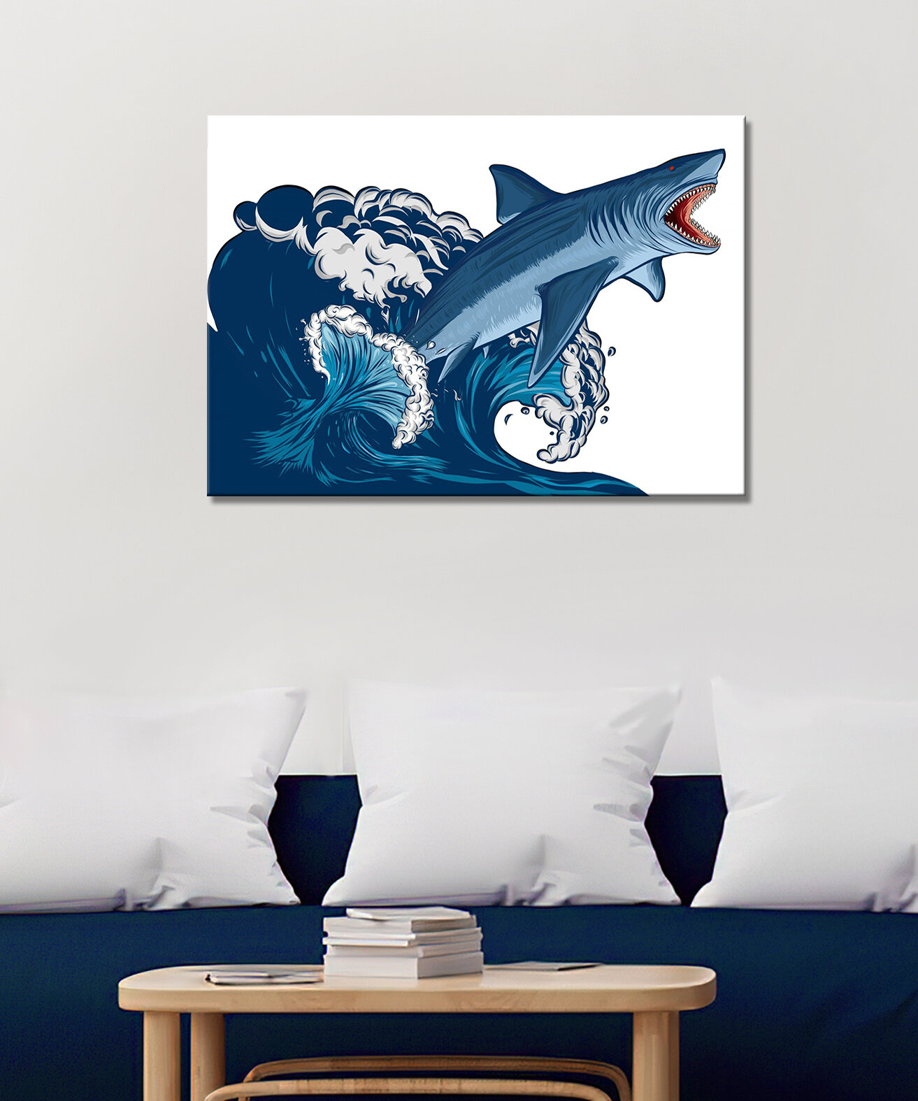 Картина - Акула акула арт акула рисунок злая акула пасть акулы (13) 50х70