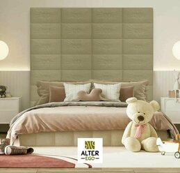 Панель стеновая из экокожи Almond Classic светлый серый 40 * 40 см 1шт мягкая панель 3d декор для стен и в изголовье кровати