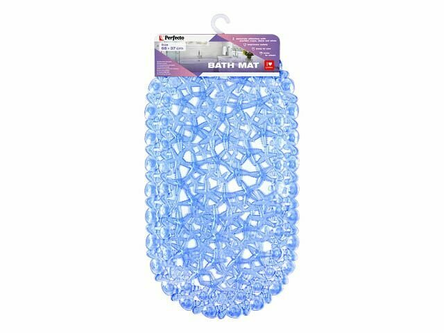 фото Коврик для ванной, овал с морскими звездами, 68х37 см, синий, PERFECTO LINEA (22-167311)