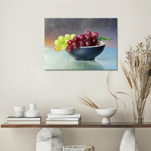 Картина/Картина на холсте для интерьера/Картина на стену/Картина для кухни/ - виноград в маленькой тарелке 30х40