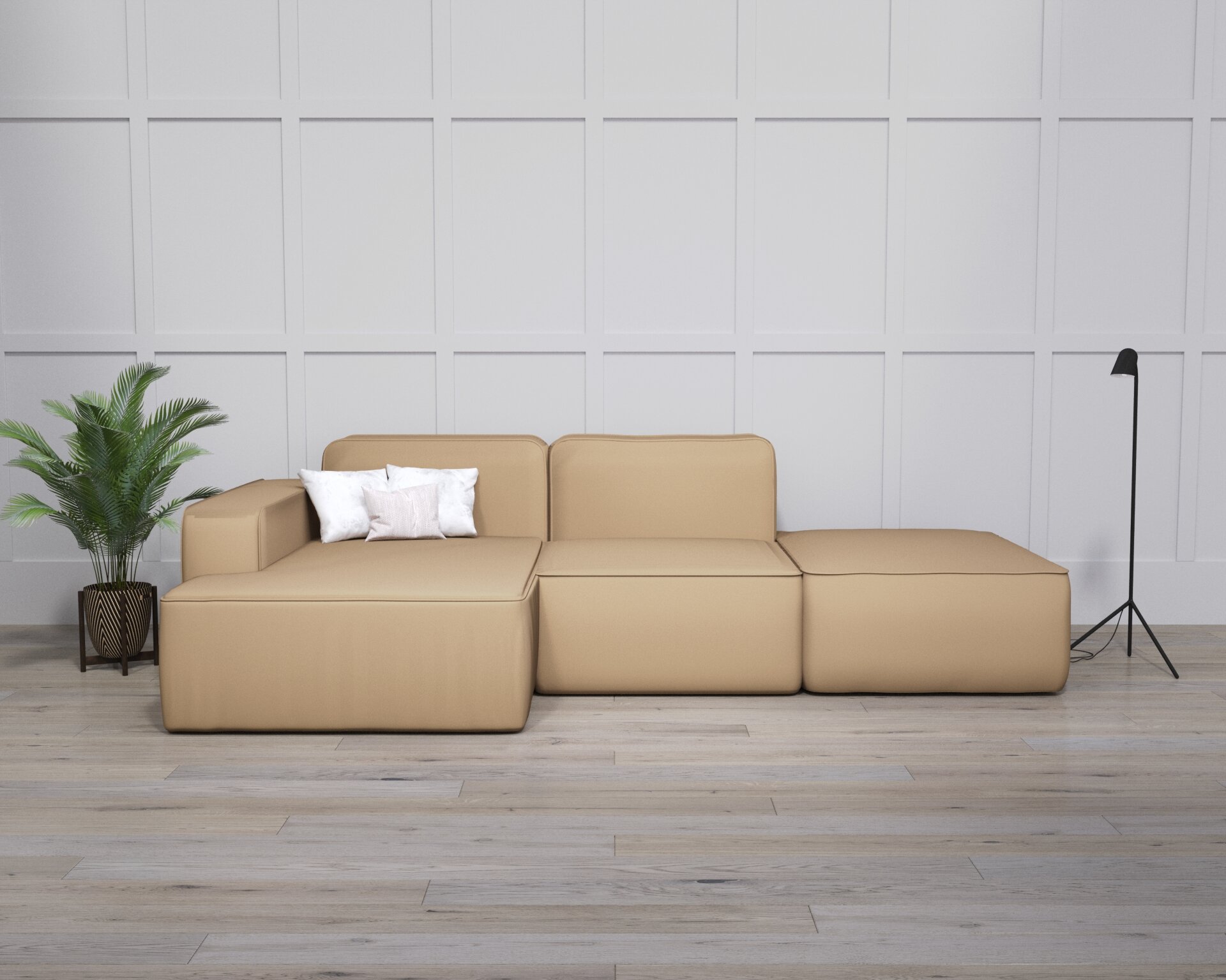 Модульный диван "Робин" с оттоманкой 370x180x80 "нэндо" Velutto 05