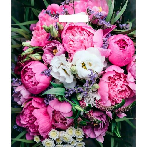 Пакет с вырубной ручкой 45*38см (60мкм) Пионы - 50 шт.