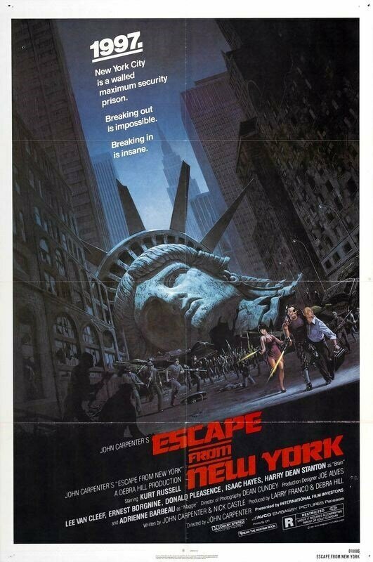 Плакат постер на бумаге Побег из Нью-Йорка (Escape from New York) Джон Карпентер. Размер 21 х 30 см