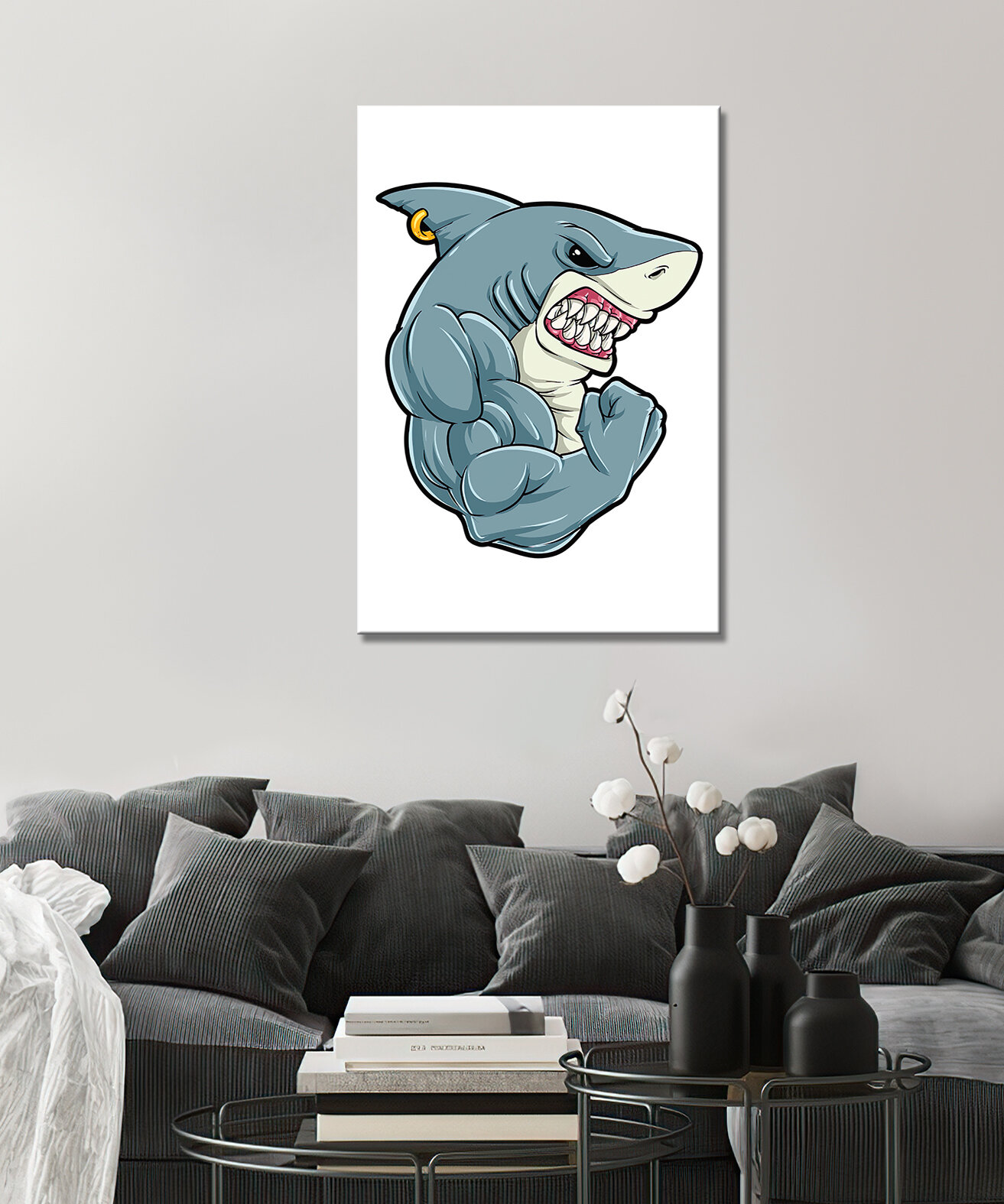 Картина -Акула акула арт акула рисунок злая акула пасть акулы (9) 50х70