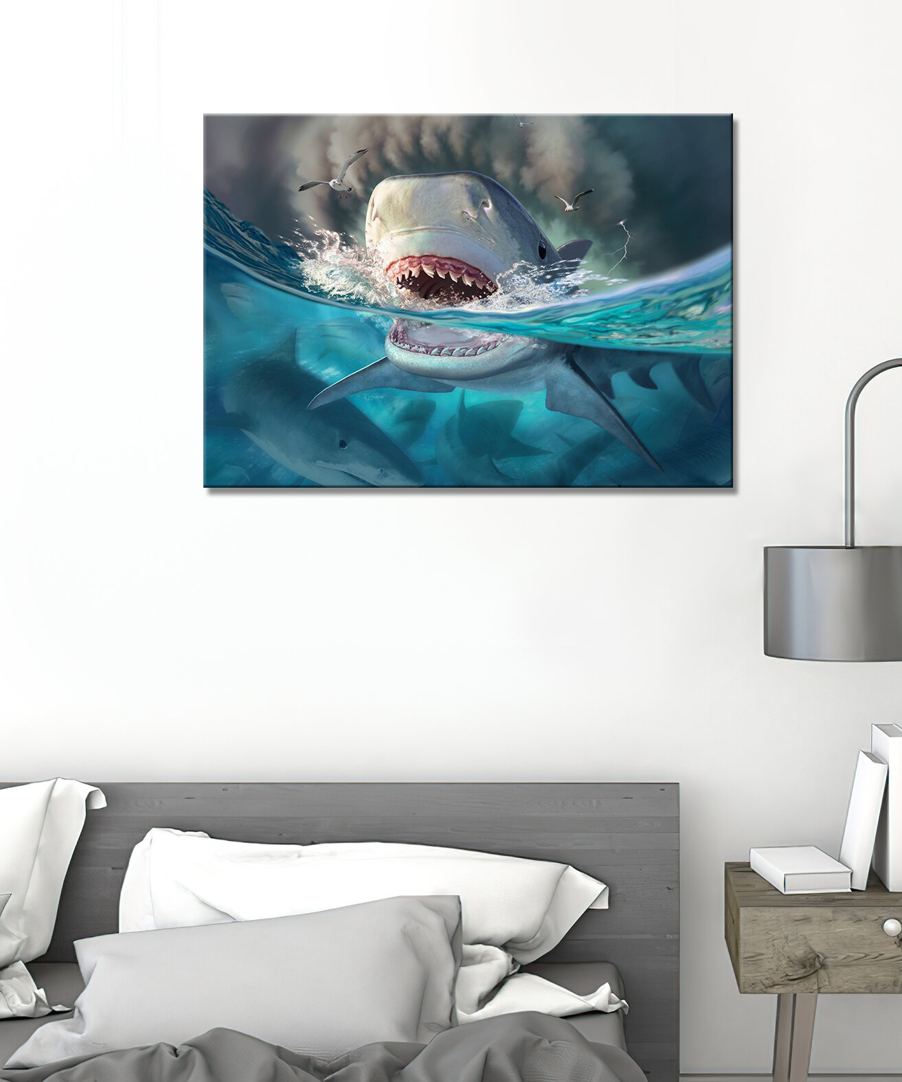 Картина -Акула акула арт акула рисунок злая акула пасть акулы (14) 50х70