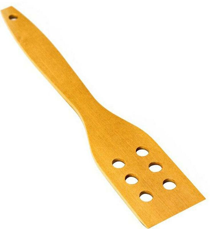 фото Лопатка большая перфорированная для помешивания из алтайской березы