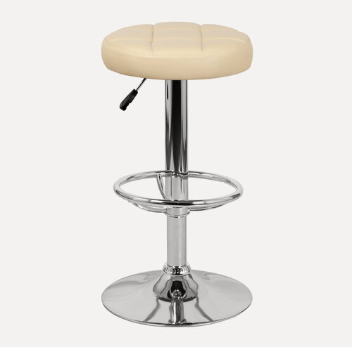 Изображение товара Барный табурет орбита, круглый, экокожа бежевая, опора хром, газлифт, 1шт