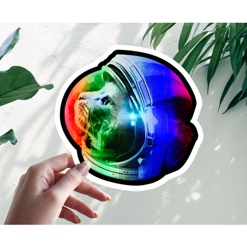 Наклейка Стикер Кот Космонавт 20 см