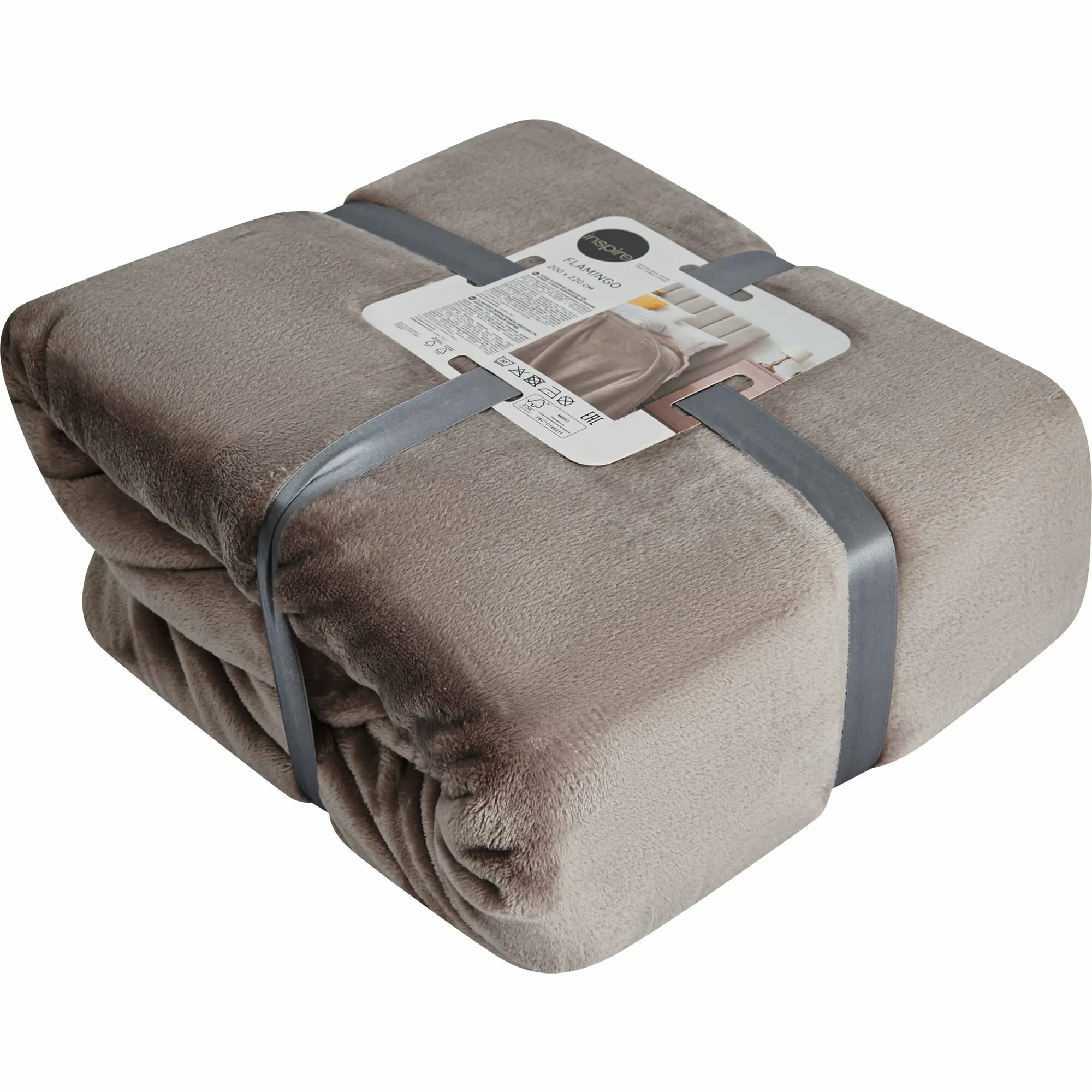 фото Плед Inspire "Flamingo" 200x220 см микрофибра цвет серо-коричневый