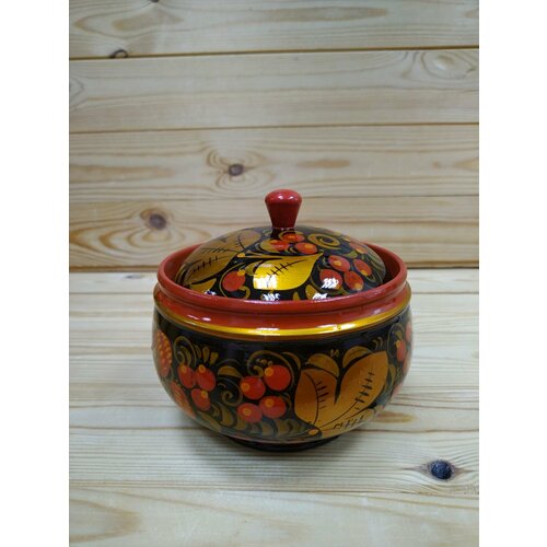 Сахарница деревянная большая хохлома D14 H14 1290₽