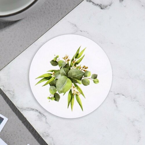 Стикер на цветы и подарки Букет листья 5х5 см 257₽