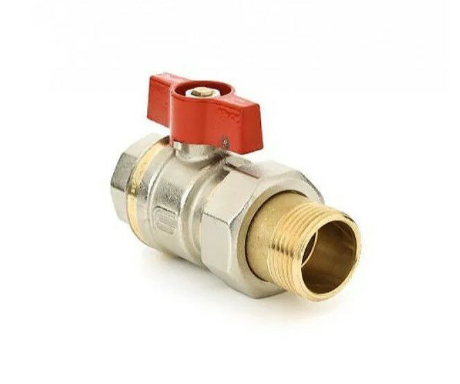 фото Кран шаровой Danfoss, с накидной гайкой, 3/4", ВР/НР, ручка-бабочка