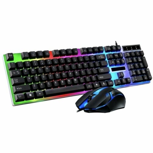 Игровая клавиатура и мышь с подсветкой RGB механическая проводная игровая клавиатура и мышь для компьютера комплект черный 199000₽
