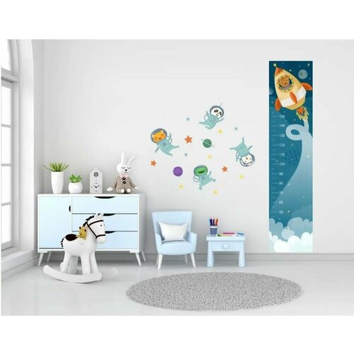 Наклейки в детскую комнату ростомер Зверьки в космосе 3066₽