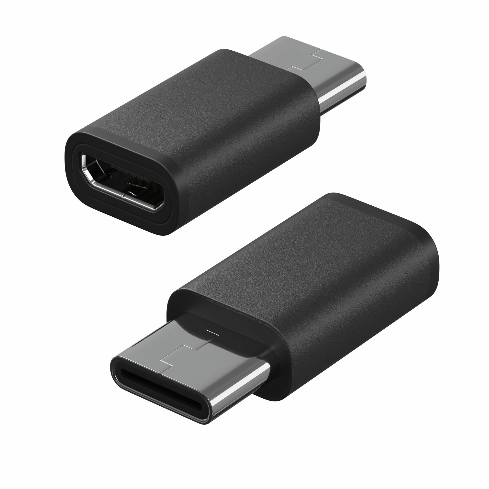 Адаптер переходник Micro USB - Type-C GSMIN Cay (Черный)