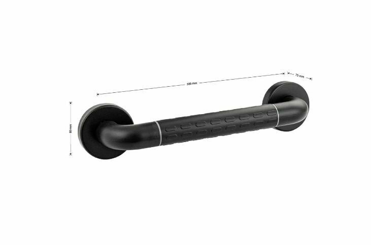 Поручень-ручка прямой, универсальный/ Поручень опорный для ванной комнаты 954/ черный из нержавеющей стали - фотография № 2