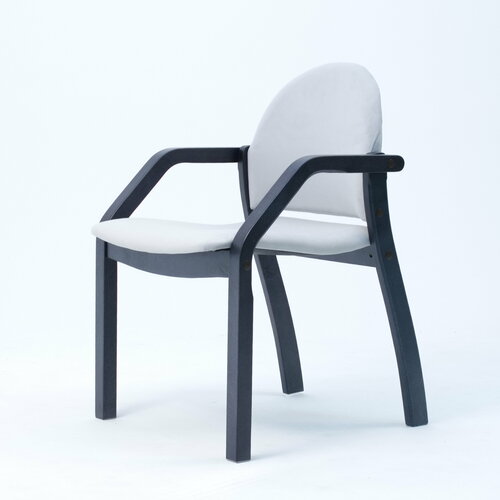 Стул кресло для кухни Джуно 2.0 мягкое, массив дерева (черное дерево/серый Velutto 51) Мебиатор