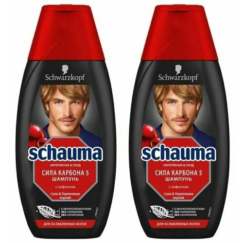 Schauma Шампунь для волос мужской Сила карбона, 380 мл, 2 шт
