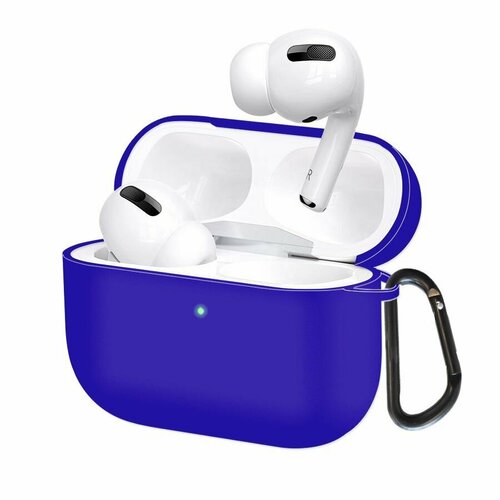 Силиконовый чехол (футляр) для наушников Apple AirPods Pro 2 с карабином/ кейс на аирподс про 2, цвет синий