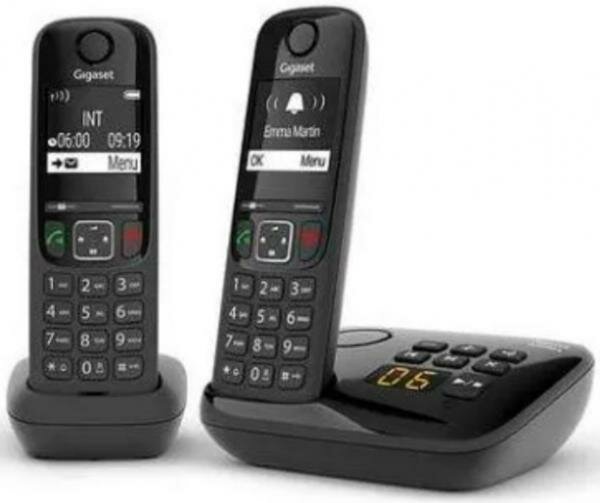 Р/Телефон Dect Gigaset AS690A DUO RUS черный (труб. в компл:2шт) автооветчик АОН