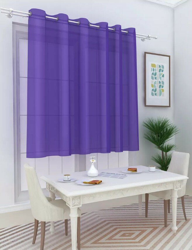 Тюль в спальню в гостиную на люверсах вуаль, 300х180см фиолетовый