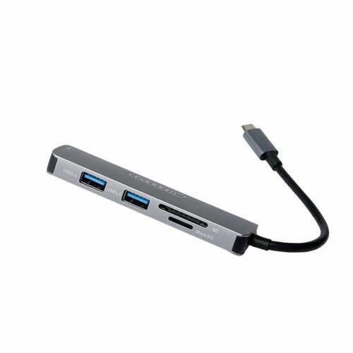 Хаб 4K Earldom ET-C4, Type-C на HDMI + 2xUSB 3.0 + SD Card Reader + TF Card, серый переходник адаптер earldom et w19 hdmi type c 4k серебро