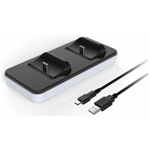 Зарядная станция Dobe Charging Dock (TP5-0591) для 2-x геймпадов DualSense PlayStation 5, черный/белый зарядная станция для 2 x геймпадов dualsense playstation 5 ps5 dobe charging dock tp5 0508b