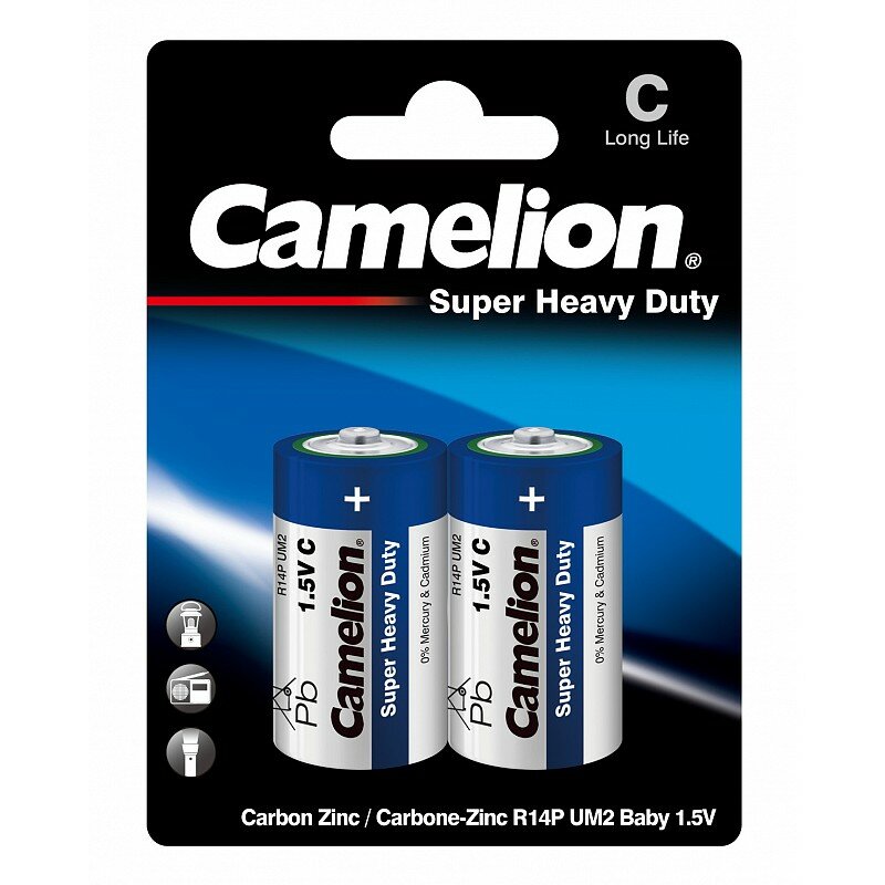 Camelion. R14 Blue BL-2 (R14P-BP2B, батарейка,1.5В) (упак. 2 шт.), цена за 1 упак.