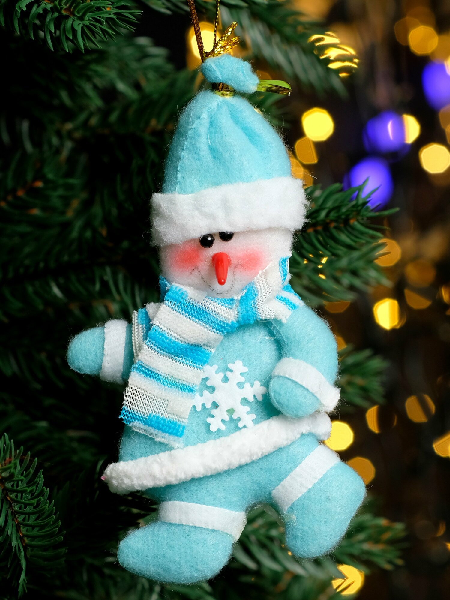 Рождественская декорация Снеговик голубой+белый 14 см China Dans артикул PPQ30 2 шт