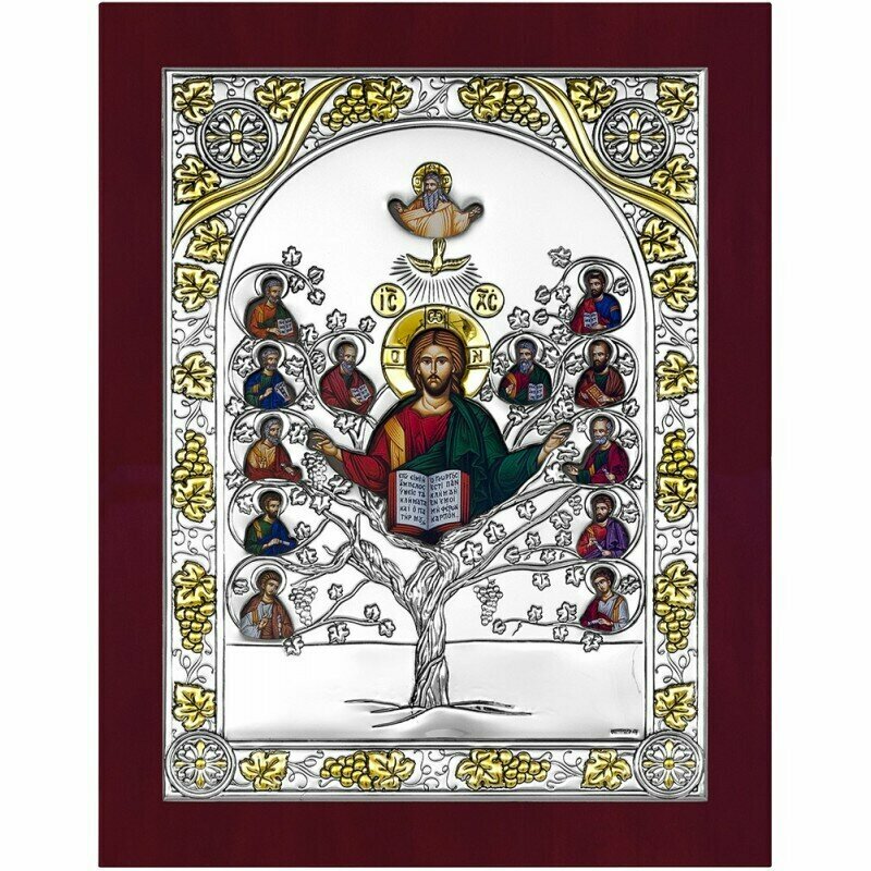 Икона "Древо жизни" / Икона на дереве с серебрением / 21x16 см / Италия Beltrami / 6418/5OW