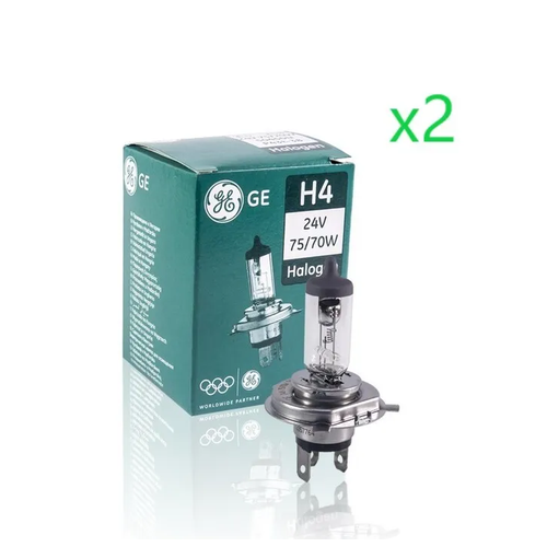 Автомобильная лампа GE H4 Halogen P43t-38 24V 75/70W, 2шт.