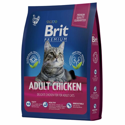 BRIT PREMIUM, Сухой корм с курицей для взрослых кошек "Cat Adult Chicken", 400 г