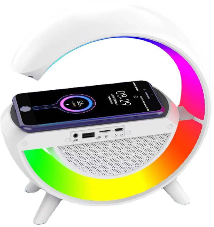 Светильник/ Ночник c беспроводной зарядкой для телефона/Bluetooth-колонка, FM радио — фото 2
