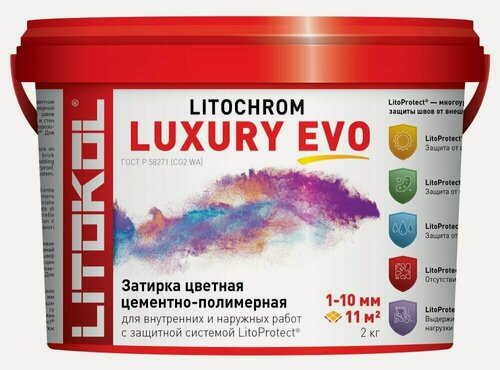 Изображение товара Затирка эластичная цементно-полимерная Litokol Litochrom Luxury EVO 1-10мм (2кг) LLE.200 белый