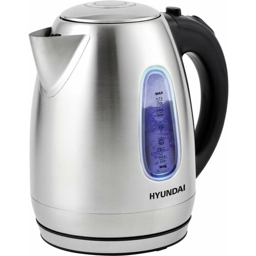 Чайник электрический Hyundai HYK-S2402, 2200Вт, серебристый матовый и черный чайник hyundai hyk s3609 серебристый черный