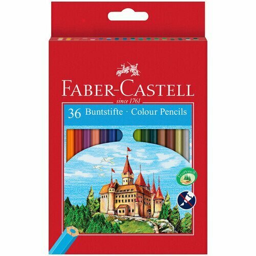 Карандаши цветные Faber-Castell Замок с точилкой набор цветов в картонной коробке 36 шт. - фото №3