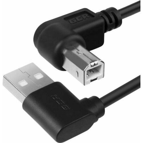 Greenconnect Кабель 0.5m USB 2.0, AM угловой/BM угловой, черный, 28/28 AWG, экран, армированный, морозостойкий, GCR-AUPC5AM-BB2S-0.5m