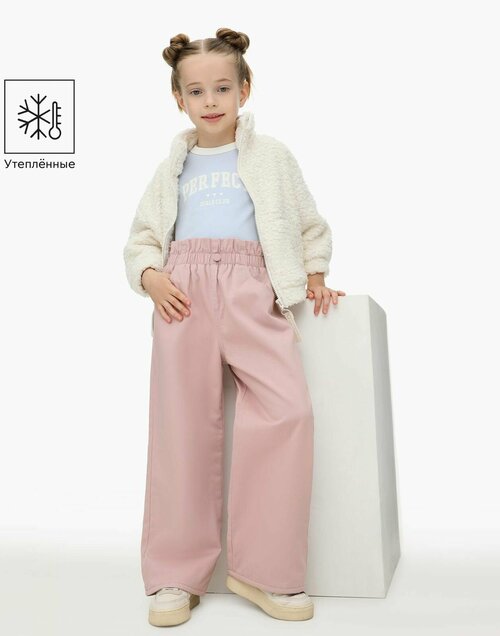 Брюки Gloria Jeans, размер 9-10л/140 (34), белый, розовый