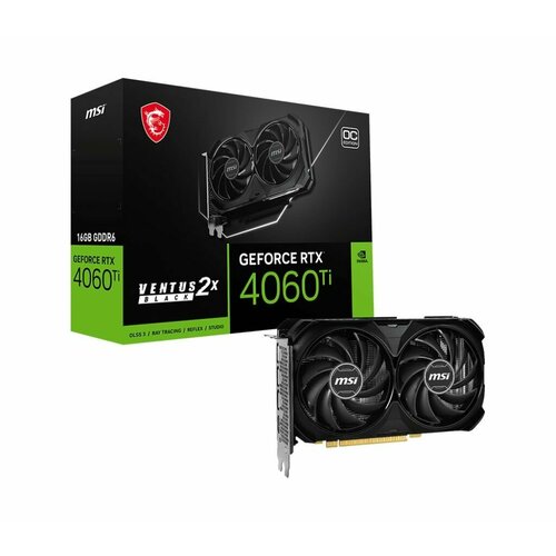 Видеокарта MSI RTX4060Ti VENTUS 2X BLACK 16GB OC RTX 4060 Ti VENTUS 2X BLACK 16 7519600₽