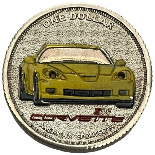 Палау 1 доллар 2008 г. (100-летие General Motors - Chevrolet Corvette Z06, вид спереди) машинка welly 1 24 chevrolet corvette z06 оранжевый