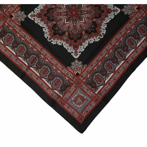 фото Платок clubseta, натуральный шелк, 140х140 см, красный, черный