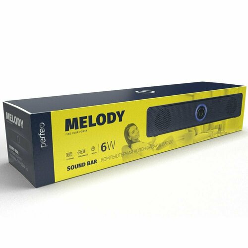 Компьютерная колонка-саундбар Perfeo MELODY, 6 Вт, USB, чёрная